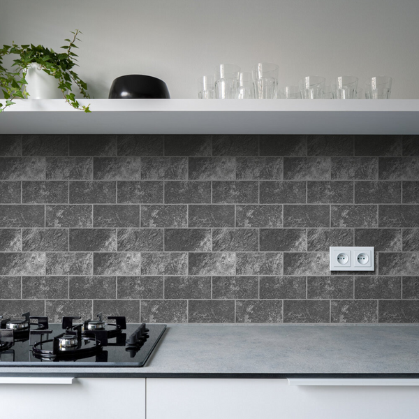 Zelfklevende tegels - Bricked Antraciet - 30,5 x 30,5 cm - afbeelding 2