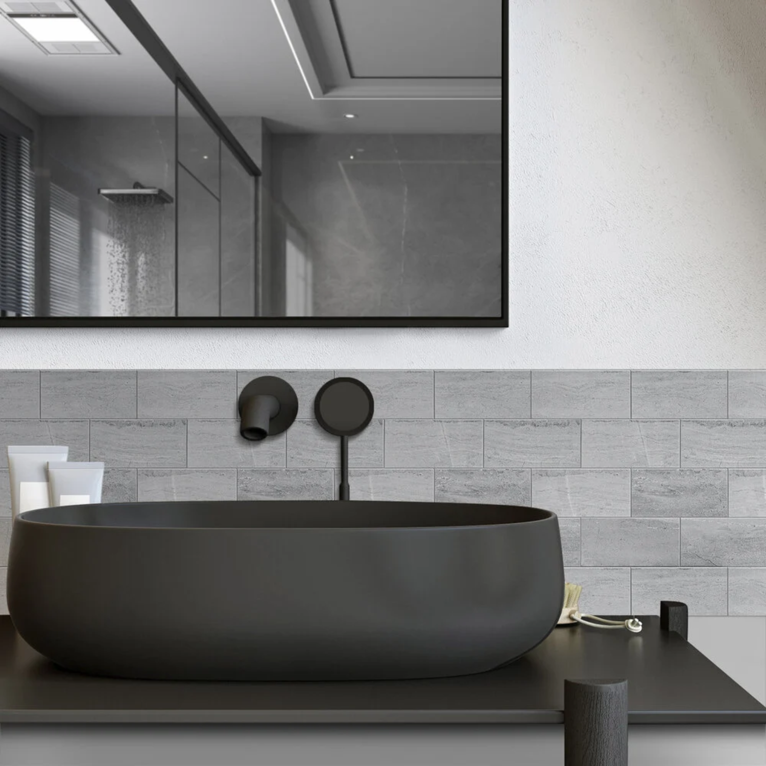 Zelfklevende tegels - Bricked Light Grey - 30,5 x 30,5 cm - afbeelding 2