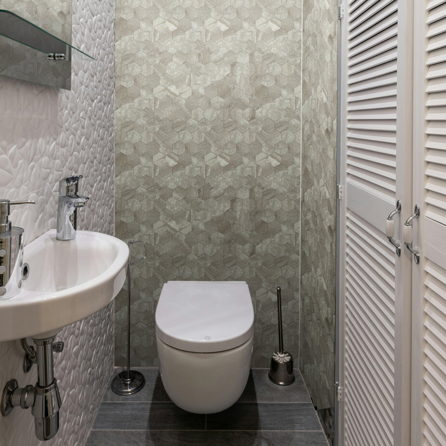 Zelfklevende tegels - Hexagon Taupe Stone - 29 x 28,8 cm - afbeelding 5