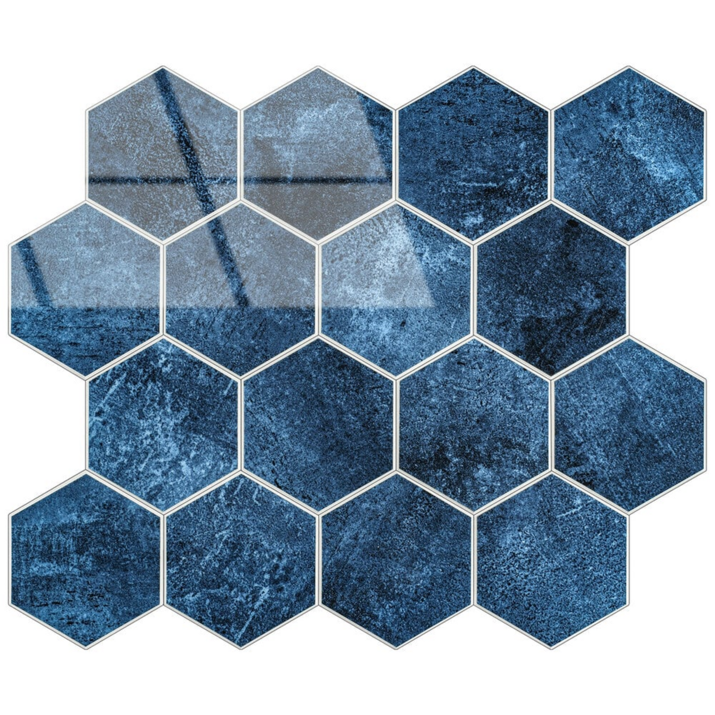 Zelfklevende tegels - Hexagon Deep Blue - 29,2 x 25,4 cm