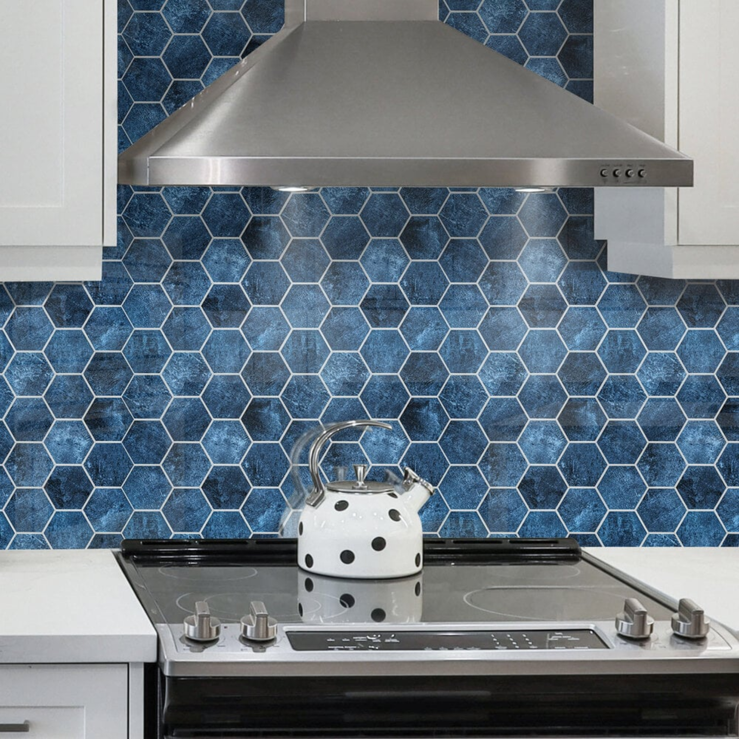 Zelfklevende tegels - Hexagon Deep Blue - 29,2 x 25,4 cm - afbeelding 2