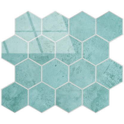 Zelfklevende tegels - Hexagon Ocean Blue - 29,2 x 25,4 cm