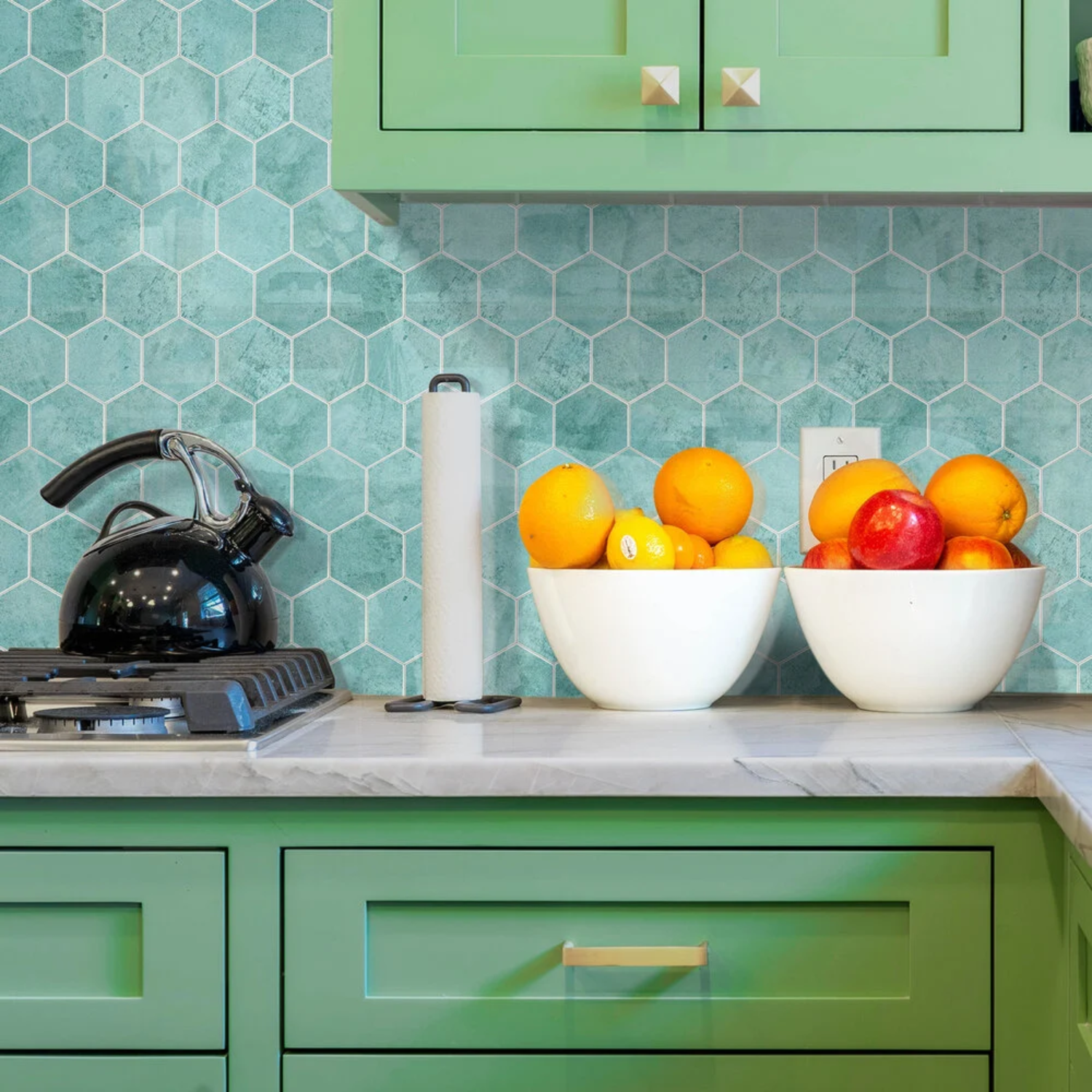 Zelfklevende tegels - Hexagon Ocean Blue - 29,2 x 25,4 cm - afbeelding 3