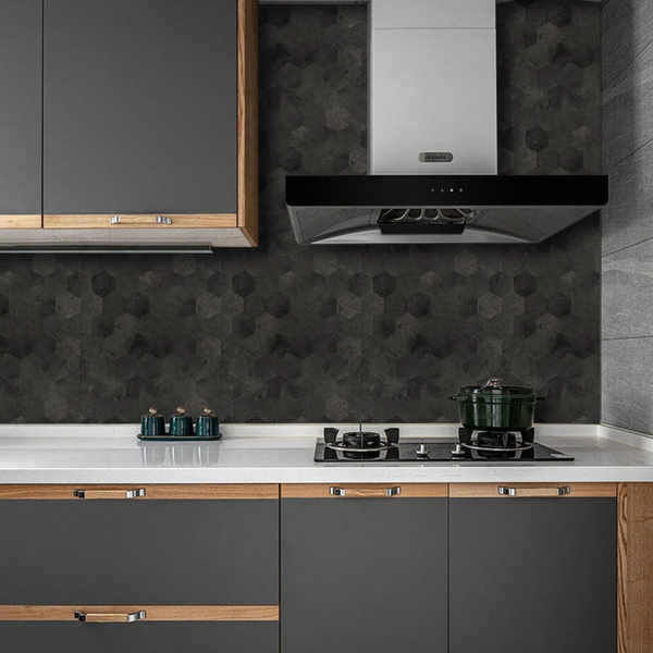 Zelfklevende tegels - Hexagon Antraciet - 29 x 28,8 cm - afbeelding 2
