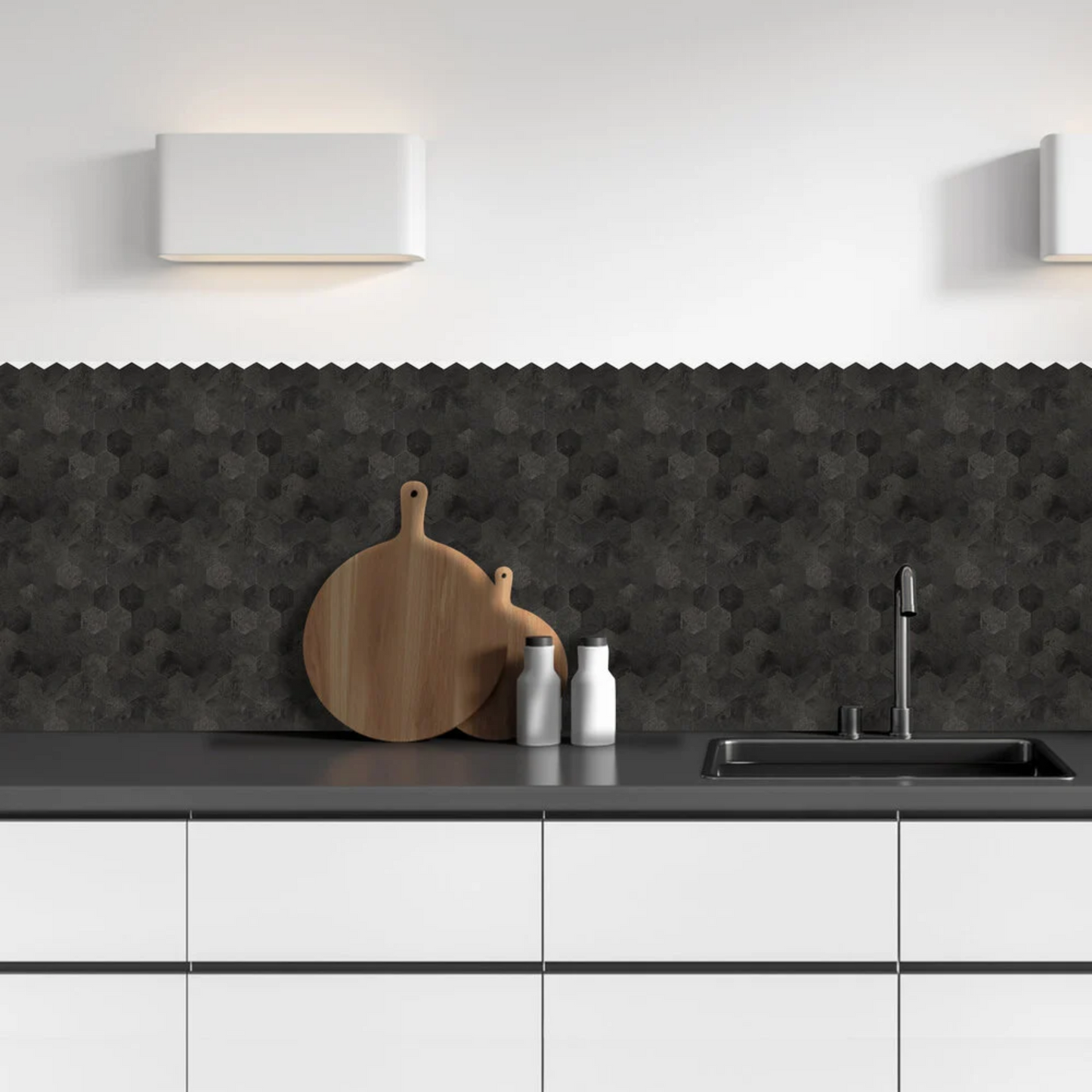 Zelfklevende tegels - Hexagon Antraciet - 29 x 28,8 cm - afbeelding 4