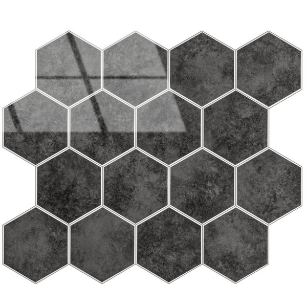Zelfklevende tegels - Hexagon Marble Antraciet - 29,2 x 25,4 cm