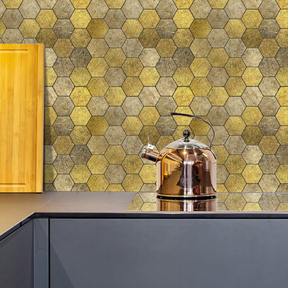 Zelfklevende tegels - Hexagon Honey Stone - 29 x 28,8 cm - afbeelding 4