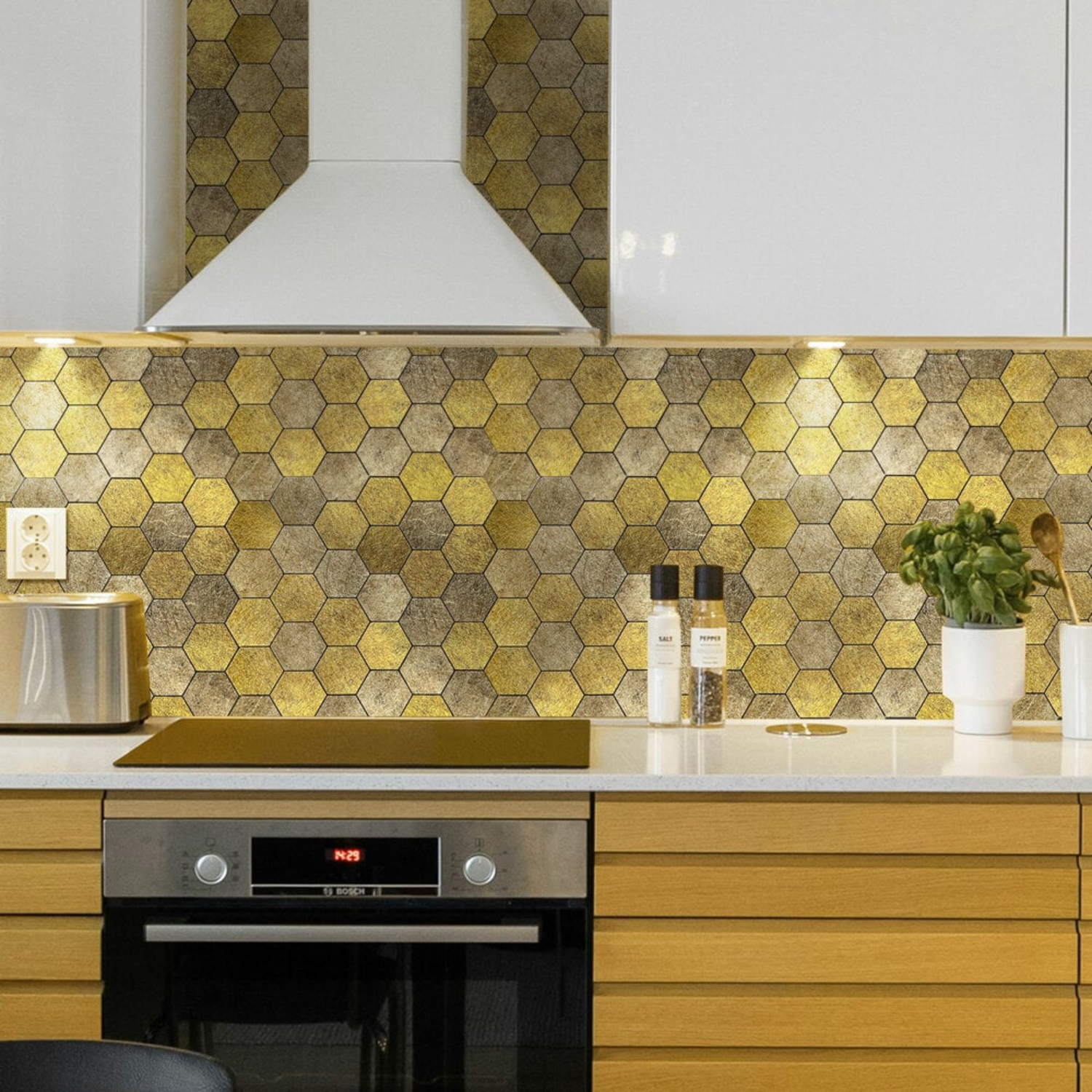 Zelfklevende tegels - Hexagon Honey Stone - 29 x 28,8 cm - afbeelding 2