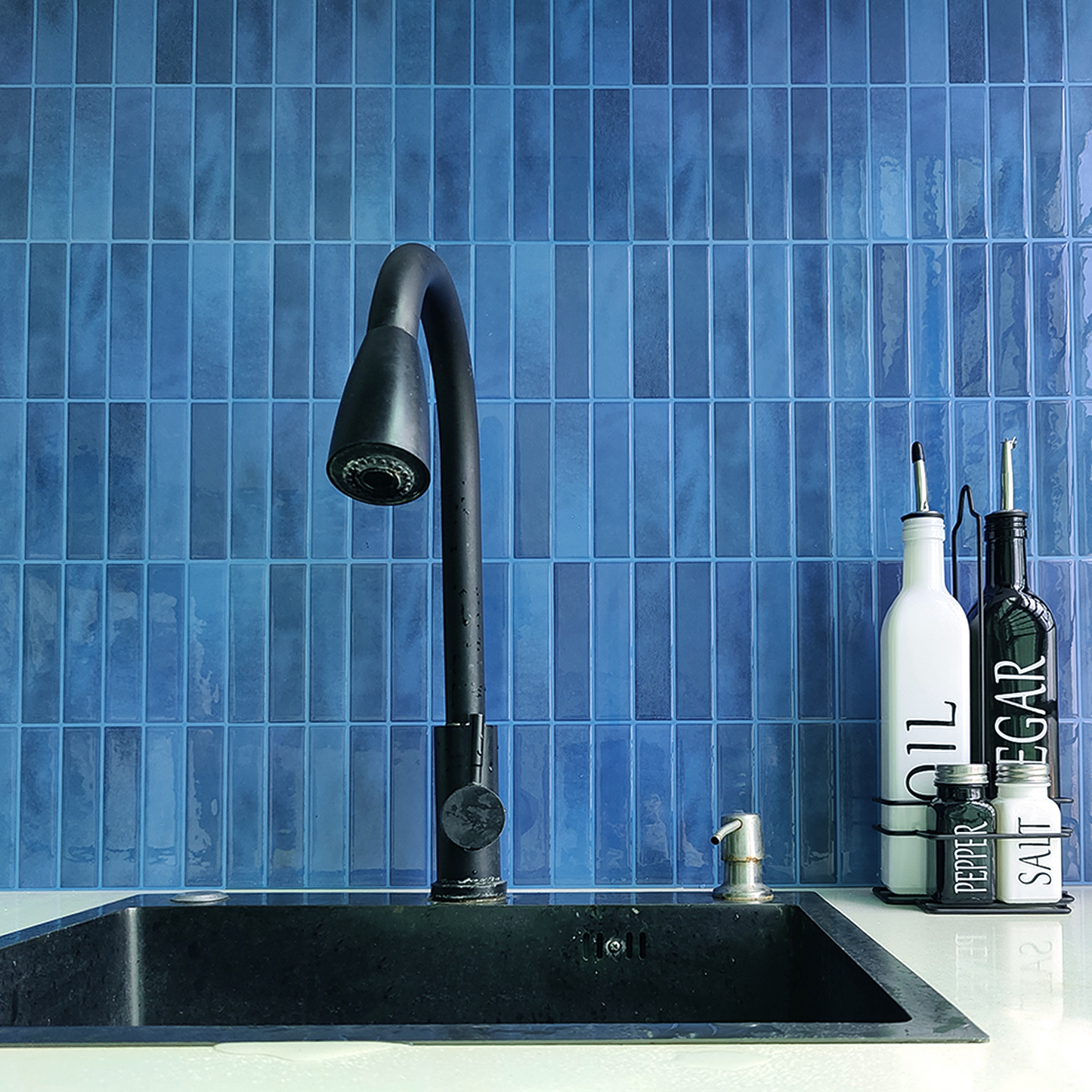 Plaktegels – Deep Blue - 25,4 cm x 25,4 cm - Set van 5 - afbeelding 3