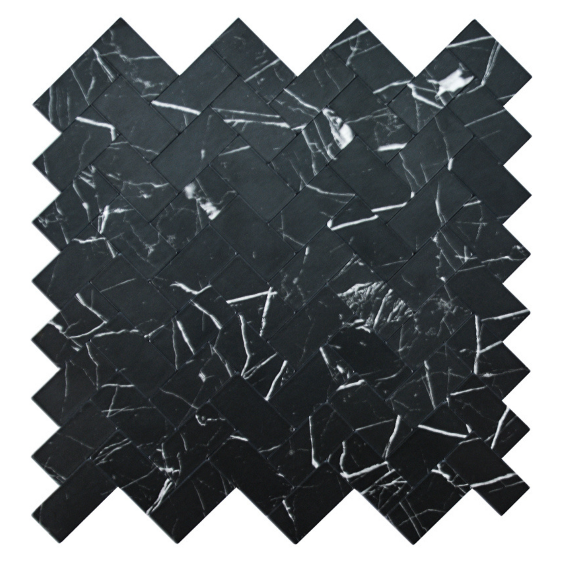 Zelfklevende tegels - Visgraat Black Marmer -  28,5 x 28,3 cm