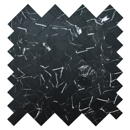 Zelfklevende tegels - Visgraat Black Marmer -  28,5 x 28,3 cm