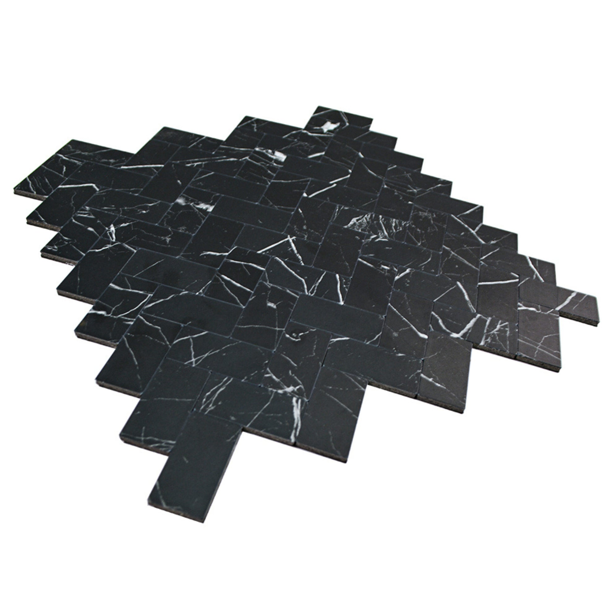 Zelfklevende tegels - Visgraat Black Marmer -  28,5 x 28,3 cm - afbeelding 2