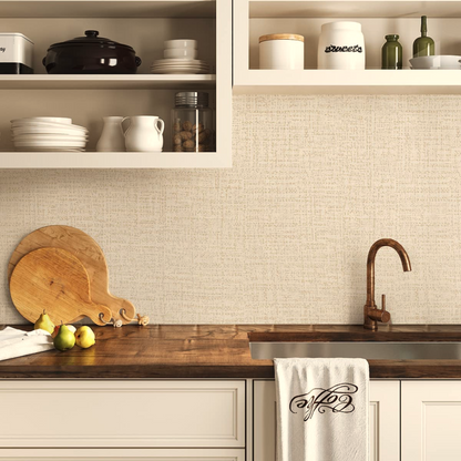 Zelfklevend behang - Linnen Beige - 60 cm x 10 m
