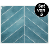 Plaktegels – Ocean Blue Visgraat - 29 cm x 22,9 cm - Set van 5