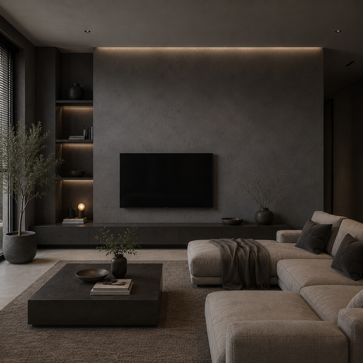 Zelfklevend behang - Dark Cement - 60 cm x 10 m