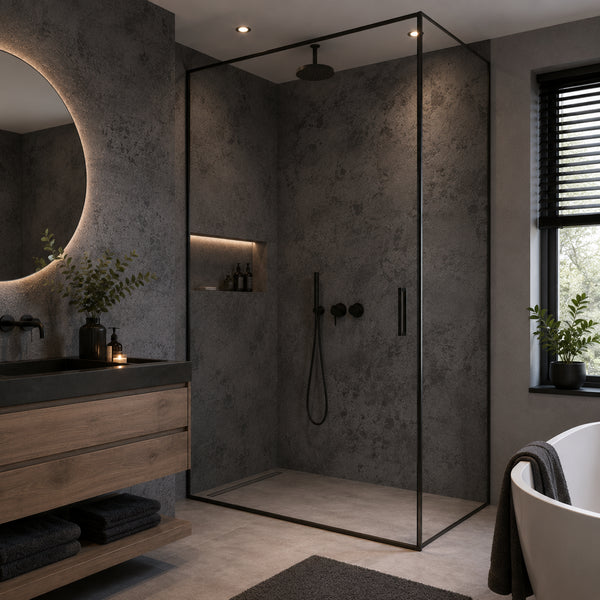 Zelfklevend behang - Dark Concrete - 60 cm x 10 m - Mat