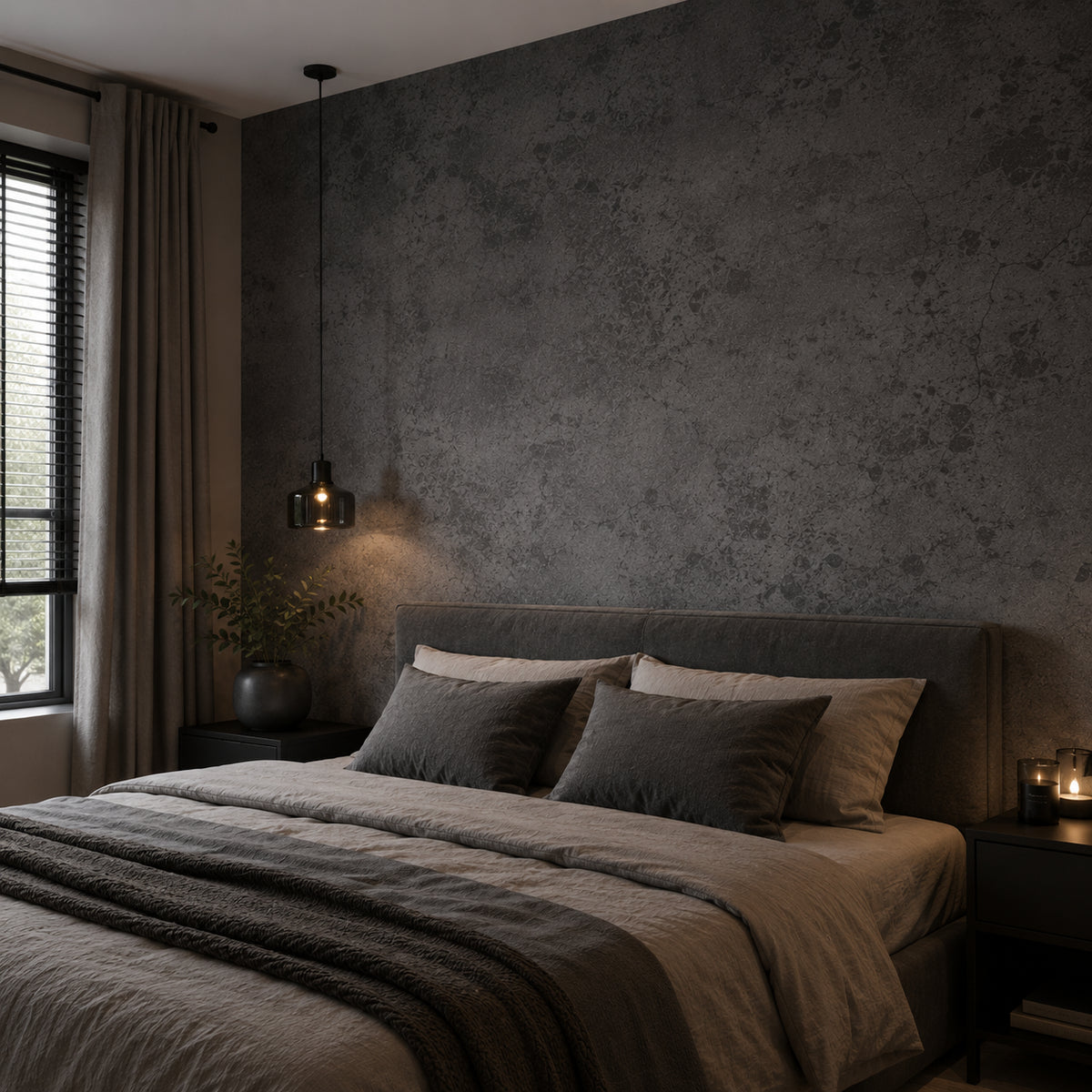 Zelfklevend behang - Dark Concrete - 60 cm x 10 m - Mat