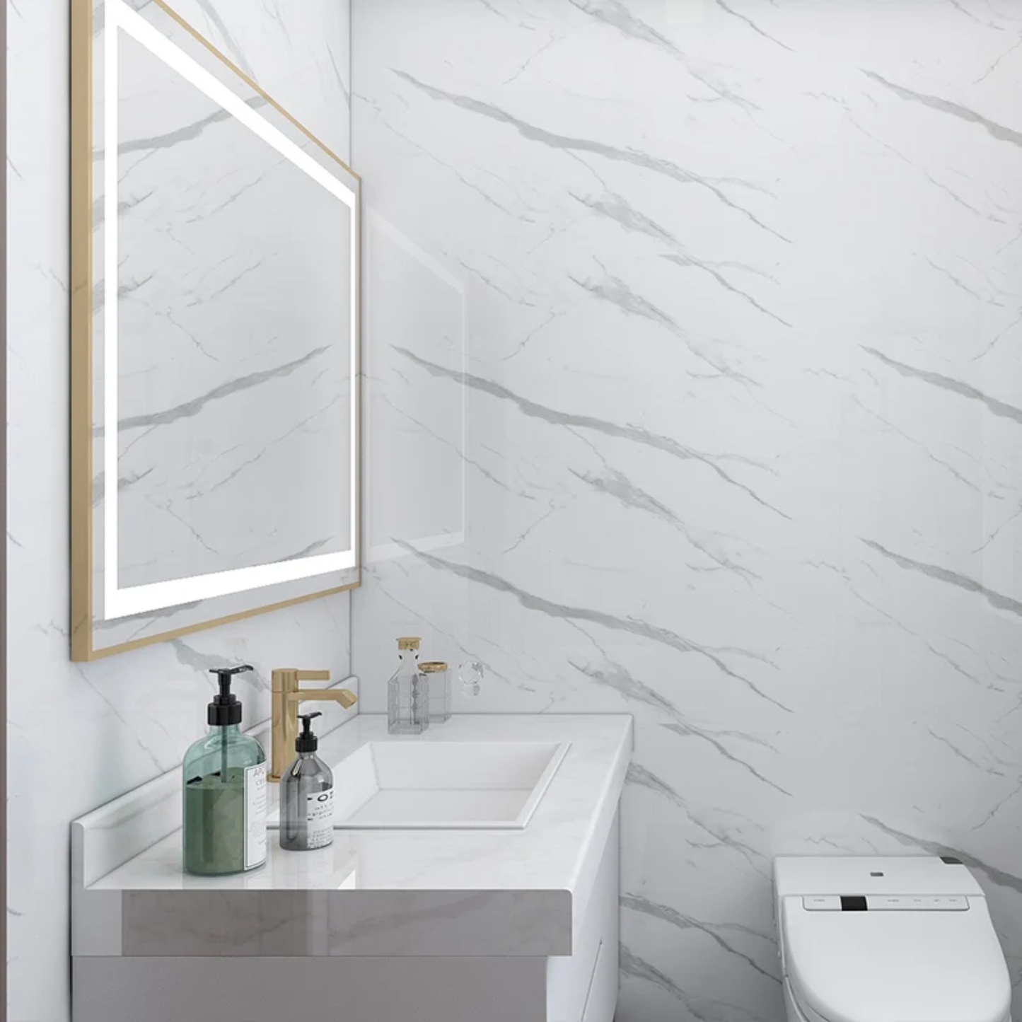 Zelfklevend behang - White Marmer - 60 cm x 10 m - Glans