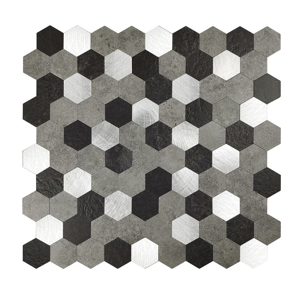Zelfklevende tegels - Hexagon Mixed Black - 28,8 x 28 cm