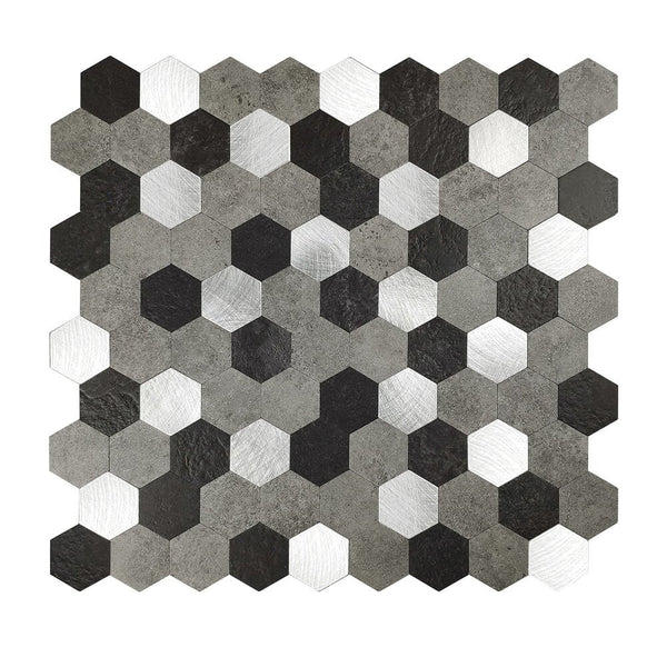 Zelfklevende tegels - Hexagon Mixed Black - 28,8 x 28 cm