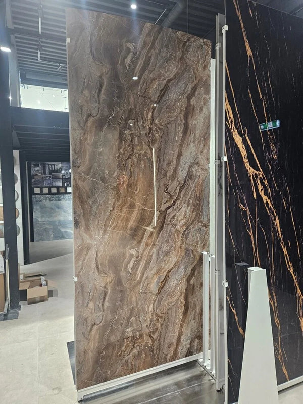 PVC Marmer Plaat- Heated Brown - Hoogglans - 280 x 120 cm