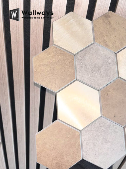 Zelfklevende tegels - Hexagon Mixed Copper XL -  29,2 x 25,4 cm