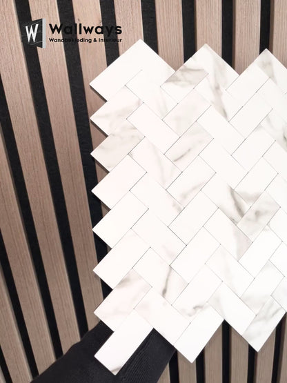 Zelfklevende tegels - Visgraat White Marmer -  28,5 x 28,3 cm