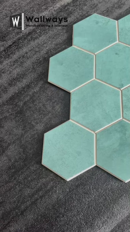 Zelfklevende tegels - Hexagon Ocean Blue - 29,2 x 25,4 cm