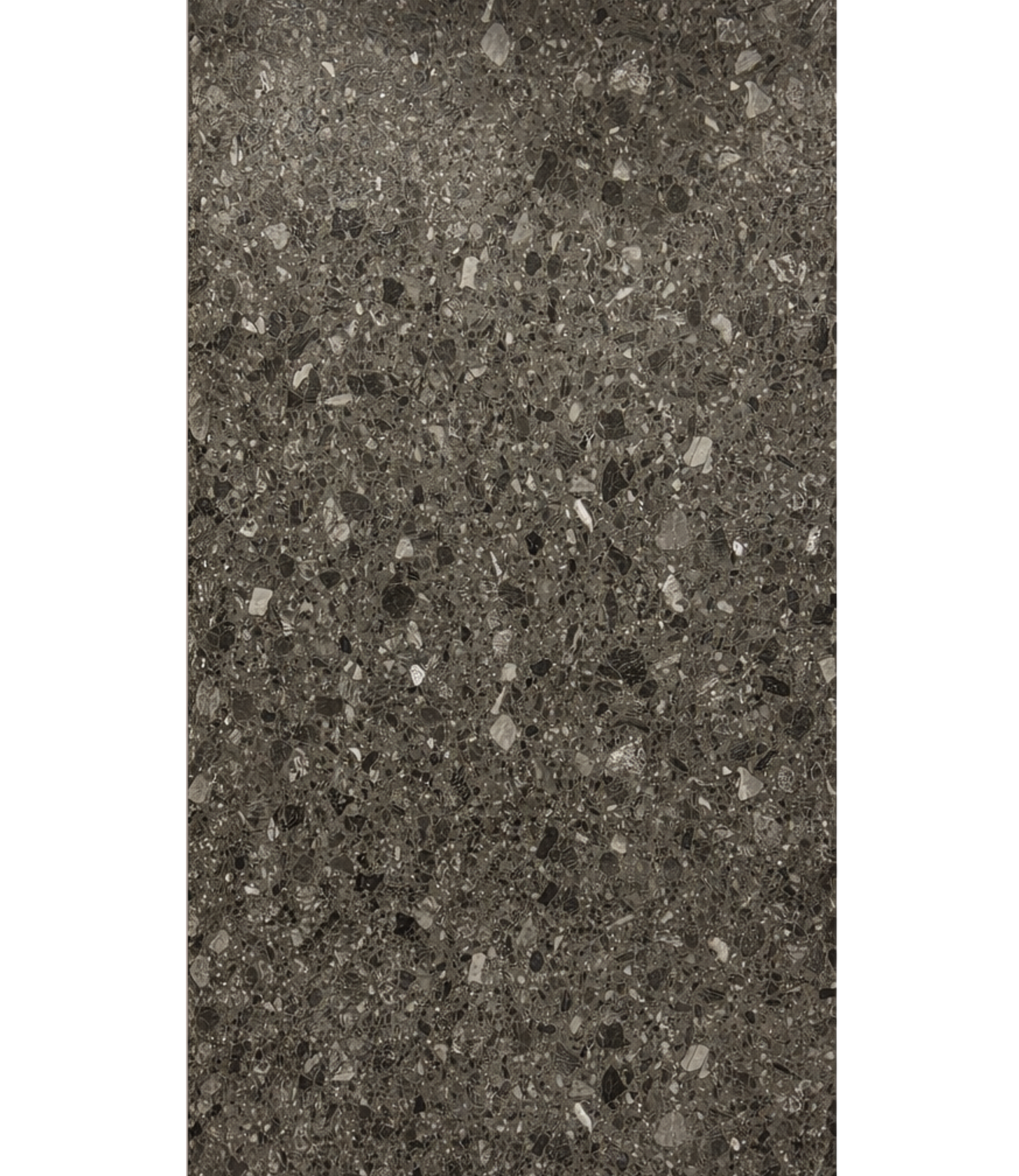 SPC wandpaneel terrazzo donkergrijs mat met fijne steenkorrels geschikt voor badkamer en interieur