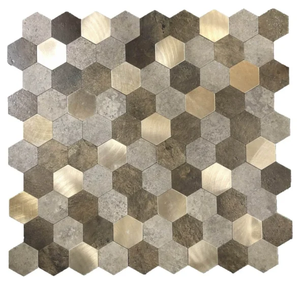 Zelfklevende tegels - Hexagon Mixed Gold -  28,8 x 28 cm